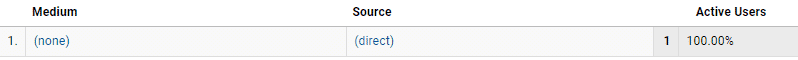 Direkter Zugriff mit Zuordnung direct / none im Echtzeit-Bericht in Google Analytics.