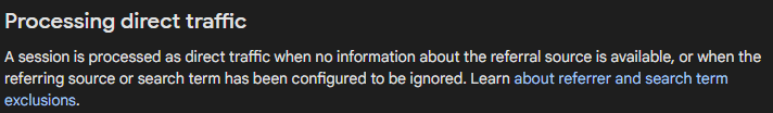 How Direct Accesses are handled by Google Analytics.